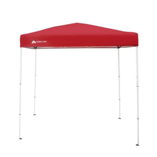 Ozark Trail 4\' x 6\' Instant Canopy Outdoor Shade Shelter, Brilliant Red; Assembled Dimensions :4 ft. x 6 ft. x 85 in.