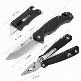 Ozark Trail 3-inch Stainless Steel Folding knife ,Black, Outdoor 6PCS Multitools