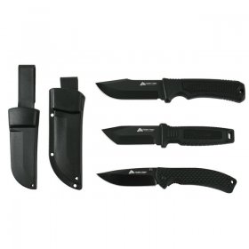 Ozark Trail 5PCS 7.56 inch Fixed Blade Knife ,7.8" Folding Knife, Black Handle 3CR13 Blade Material