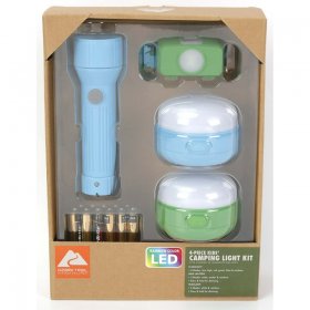 Ozark Trail 4-Piece Kids Camping Lights Kit with 100 Lumens Flashlight, Headlamp and Lanterns, AAA Batteries Included