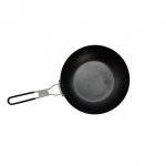 Ozark Trail 9.5 inch Camping Frying Pan Black Carbon Steel with Folding Handle