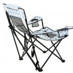Ozark Trail Lounge Camp Chair,Detached Footrest,Blue and White Design,Padded Headrest,Adult,10.56lbs